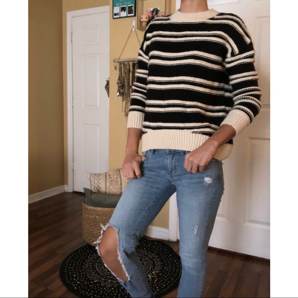 Cream and black stripped sweater